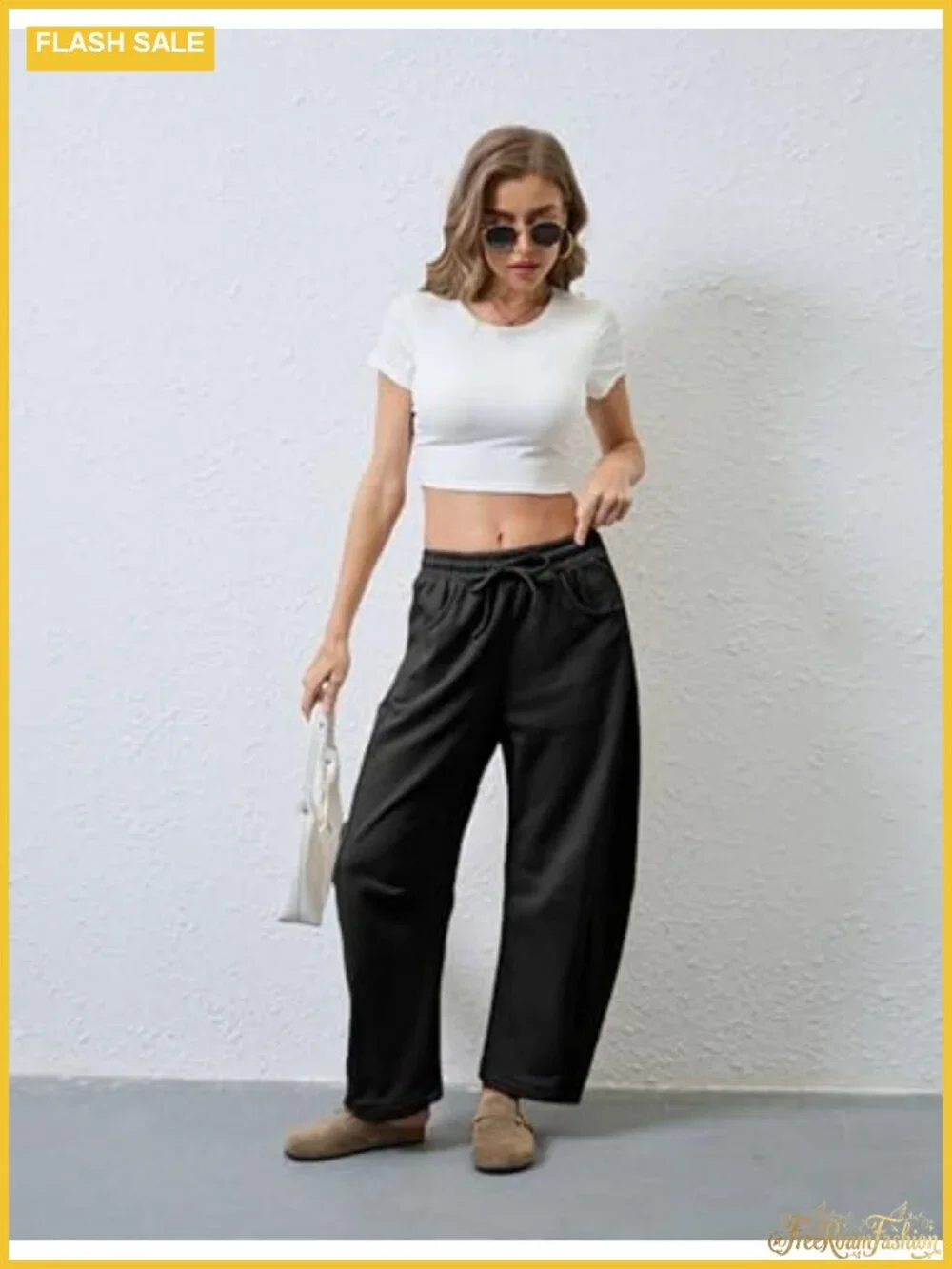 High-Rise Wide Leg Sweatpants Barrel Balloon with Pockets